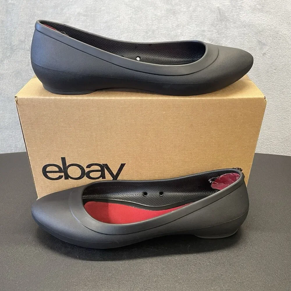 Crocs Lina Iconic Comfort Ballet Flats Womens 10 Black Lightweight Dress Shoes